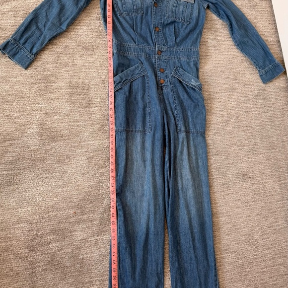Y2K Current Elliott Blue Denim Jumpsuit SZ 2 Utility Long Sleeve 90s J.Lo Style - Picture 10 of 12